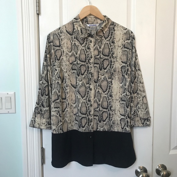 Bianca Nygard Reptile Snakeskin Animal Print Tunic Top Size Large - Picture 2 of 10